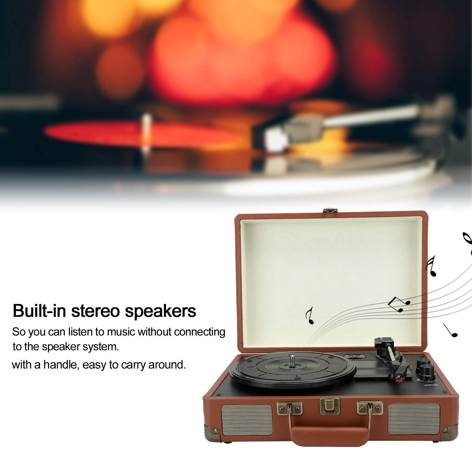 Giradischi in Vinile, Giradischi fonografo Vintage HY/T01, Giradischi Bluetooth, 33/45/78 Giri/min, 100 Giri/min, Supporta Dischi in Vinile da 7/10/12 Pollici.