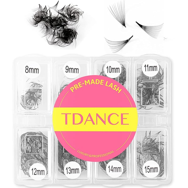 Extensões de cílios TDANCE com leques pré-montados 5D-24D, curvatura C/D, comprimentos mistos de 8 a 15 mm, 600 unidades