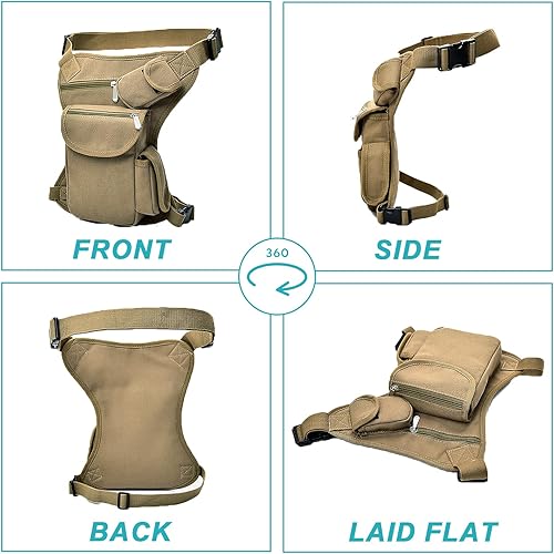 Miniatura 6 de Bolsa de pierna caída para hombres y mujeres, bolsa de muslo con correa para la pierna, riñonera táctica, impermeable, multiusos, bolsa de pierna de