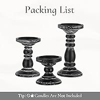 Vista 8 de Wood Pillar Candle Holder: 3Pcs Rustic Black Candle Holders for Pillar Candles Wood Candle Holders Distressed Wooden Farmhouse Candle Holder Large