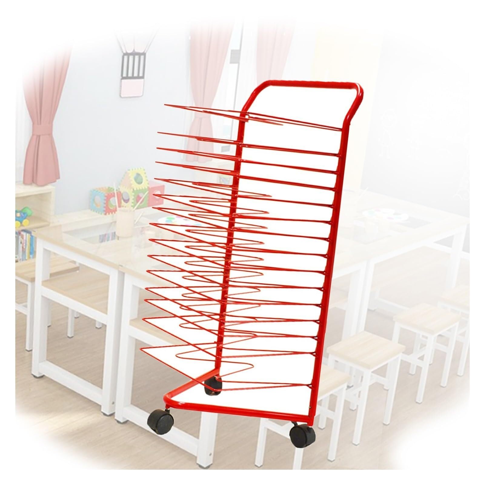 Aioneer Art Drying Rack With 16 Shelves, Portable Mobile Artwork Storage, Space-Saving Stack Rack For Schools, Classrooms, Studios & Art Clubs