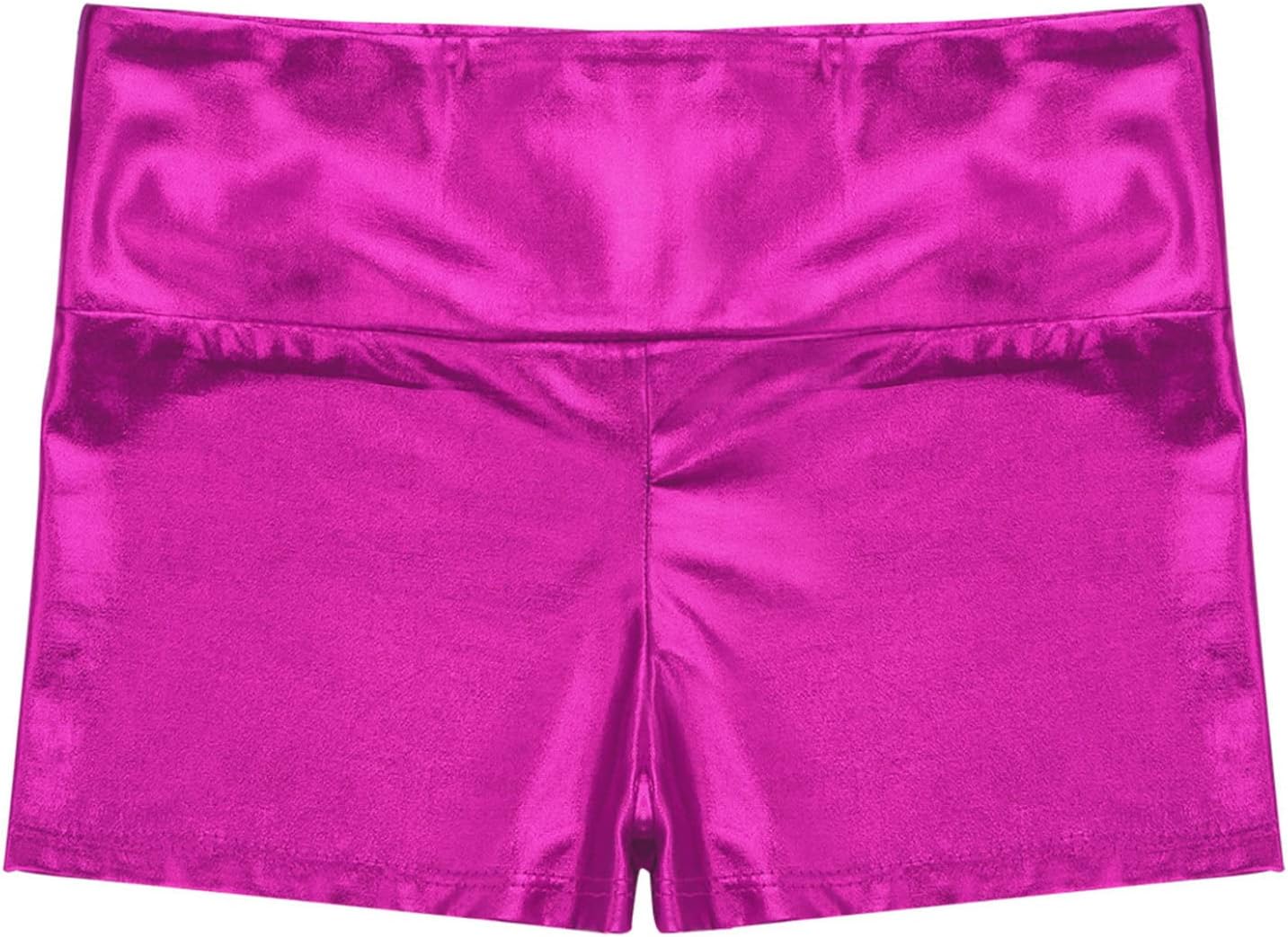 Kids Girls Dance Shorts Gymnastics Ballet Tumbling Bottoms Shiny Leather Athletic Booty Shorts Dancewear