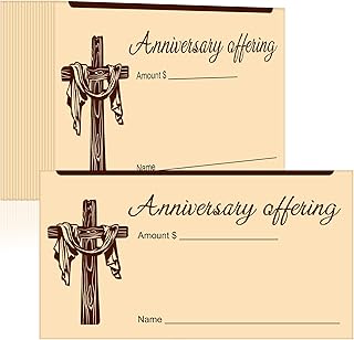 120 Pcs Anniversary Offering Envelopes for Church Tithe and Offering Envelopes Donations Checks Cash Money Thank You Church Gift for Religious Baptism Occasions