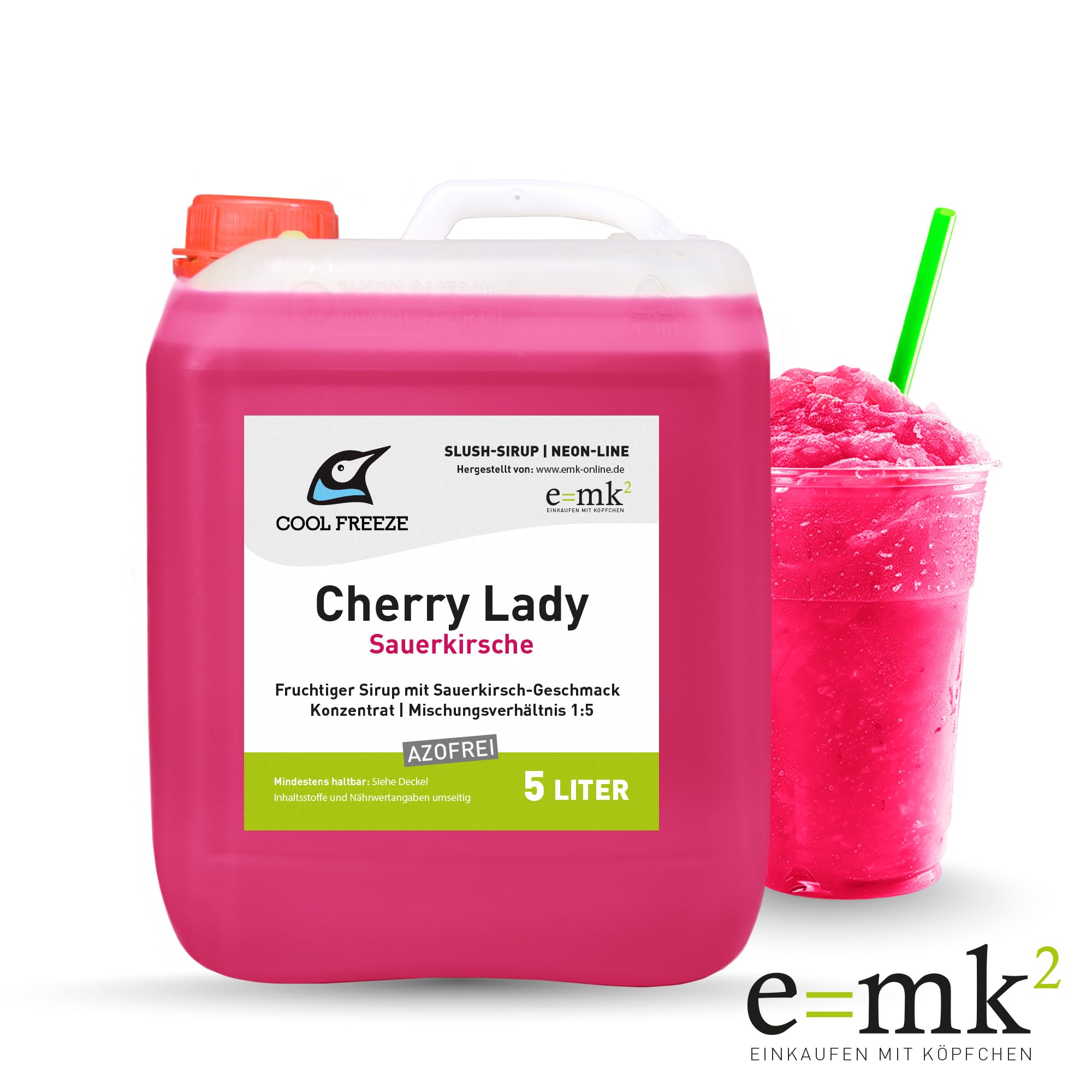 Slush-Sirup Eis 4×5 L Mix-Set – Cola, Waldmeister, Kirsche & Erdbeere | Konzentrat | Azo und Glycerin frei | Angebot-Set | Perfekt für Ninja Slushy Maschine