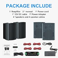 STUDIOFINIX 800W Kültéri Bluetooth Hangszóró Szett - 6,5" Vízálló Fali Hangszórók Teraszra, Kertbe, Medencéhez (4 db, Fekete) 3