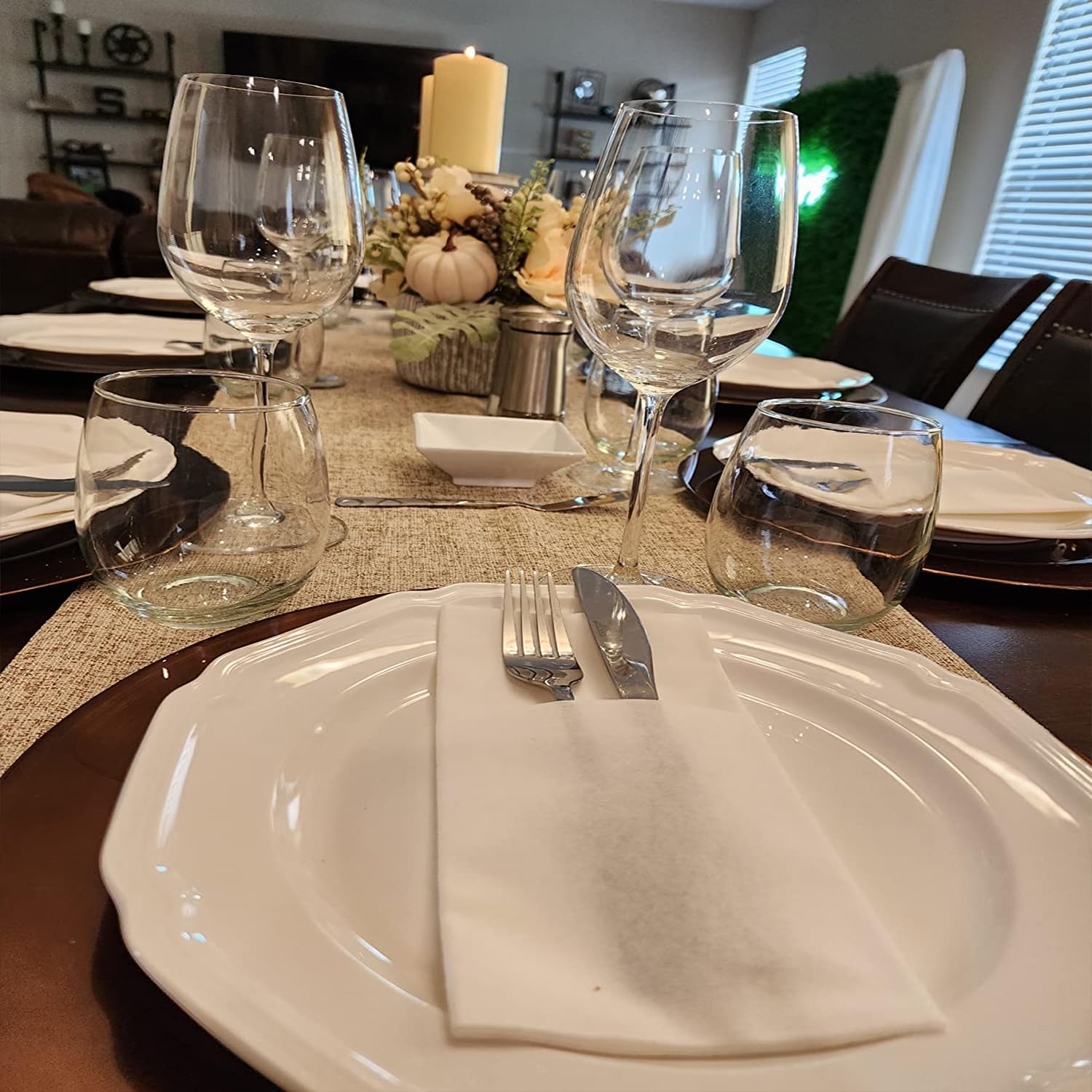 Einweg-Servietten mit integrierter Bestecktasche, stoffähnliche Lunch-Servietten für Hochzeit, Party, Leinengefühl, 150 Stück, 40,6 x 40,6 cm