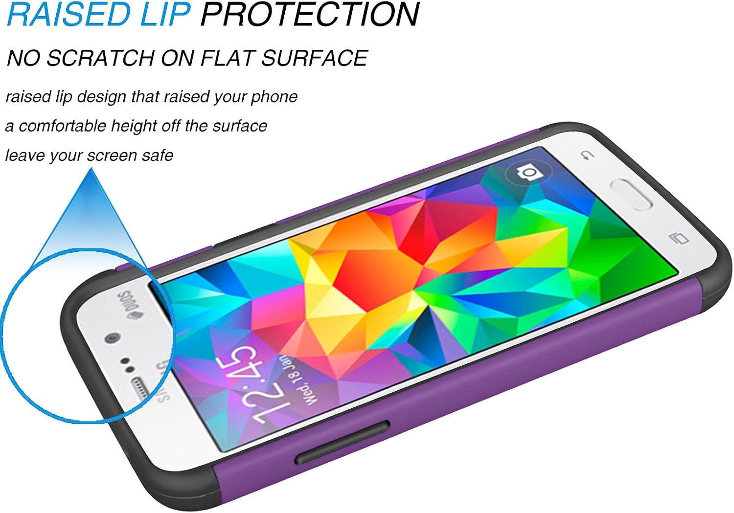 Tekcoo Grand Prim Case/Galaxy Go Prim Case, [Tmajor] Shock Absorbing [Purple] Hybrid Rubber Plastic Defender Rugged Slim Hard Protective Case Cover Shell for Samsung Galaxy Grand Prim/Go Prim