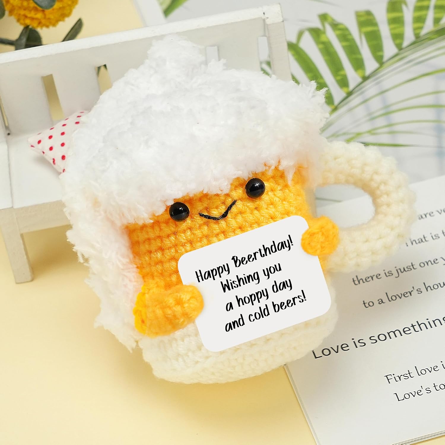 LotFancy Mini Positive Crochet Animals, Friend Birthday Gifts for Women, Handmade Emotional Support Crochet, Small Funny Gifts with DIY Message Card, Knitted Cute Stuff Decor