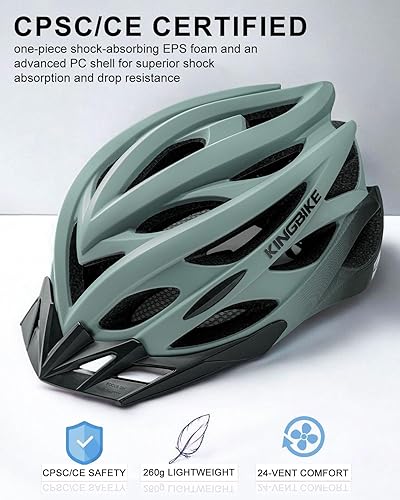 Miniatura 2 de KINGBIKE - Casco de bicicleta para adultos, hombres, mujeres y jóvenes, para ciclismo en carretera y montaña, con luz recargable por USB, Azul