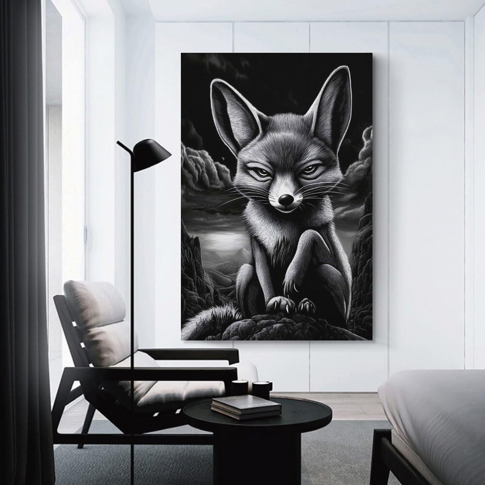 Junmoney Canvas Wall Art Fennec Fox in A Dark Landscape, 16x24inch(40x60cm), for Living Room, Lounge Or Sitting Room, Canvas Styling for A Polished Room Look