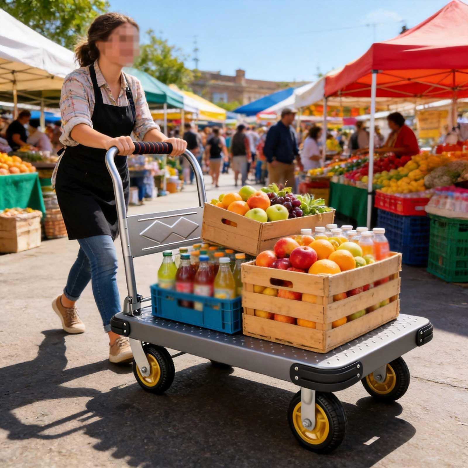Plattformwagen 500 Kg, Zusammenklappbar, Sackkarre, Flacher Wagen Mit Rädern Und Griff, Gepäckwagen, Beweglicher Transportwagen, Mehrzweckwagen Für Zuhause, Büro, Geschäft, Einfacher Transport Und Lag
