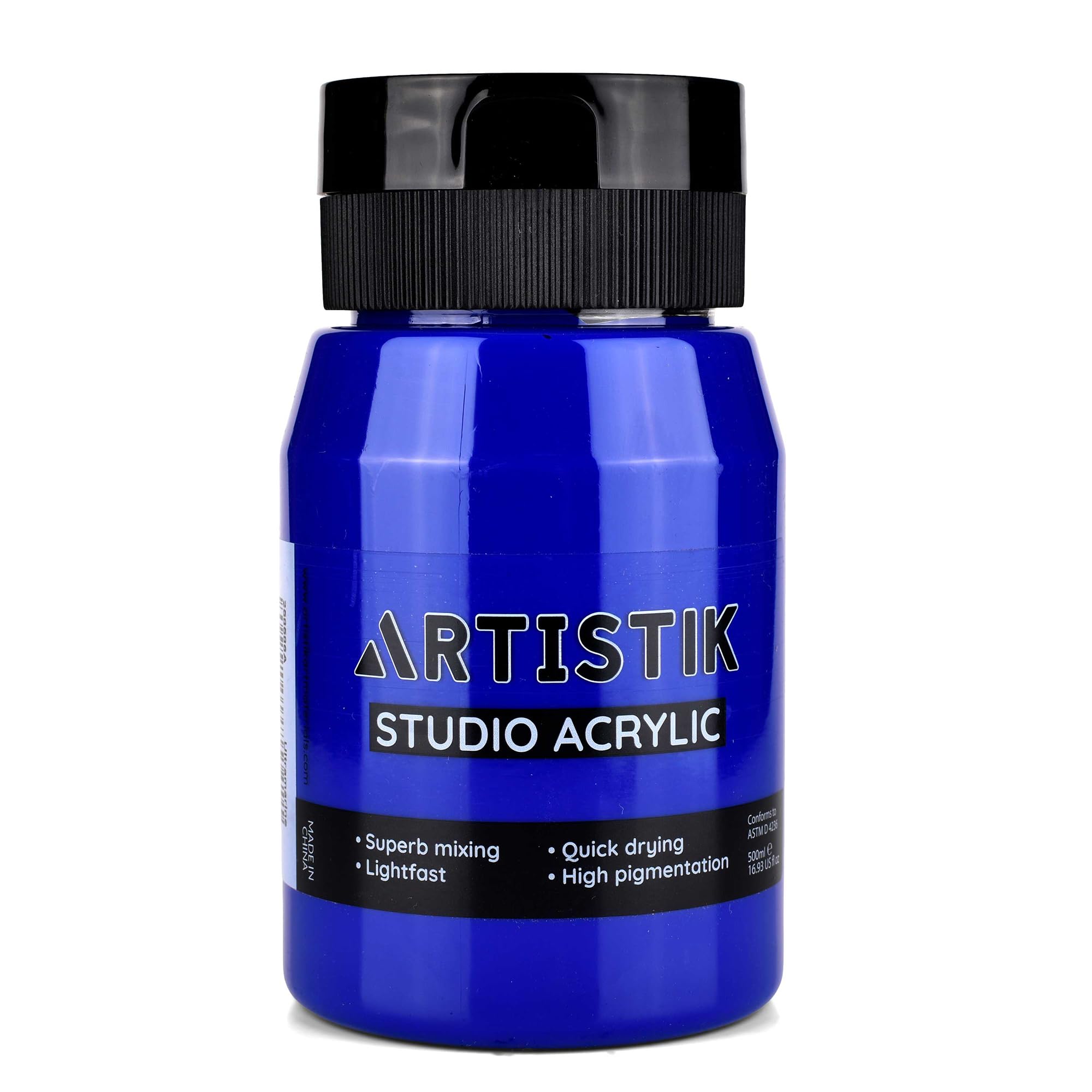 Artistik Ultramarine Artistic Acrylic Paint Jar - High-Pigment, Fade Proof Painting Supplies, Suitable For Canvas, Wood, Leather, Fabric, Stone & Craft - 500Ml