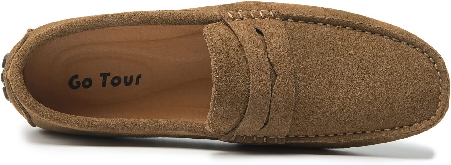 Go Tour Men's Penny Loafers Moccasin Driving Shoes Slip On Flats Boat Shoes - Image 3