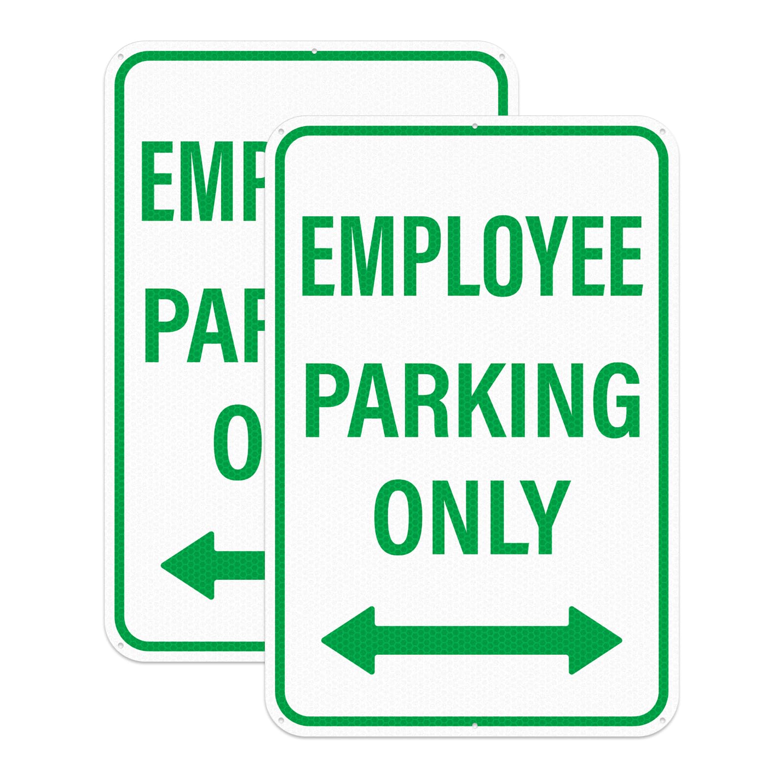 2 Pack Employee Parking Only Signs with Bidirectional Arrow Reflective Aluminum Staff Parking Sign 8"x12" Inches Rust Free Metal Employee Only Signage for Business Warehouse Mall