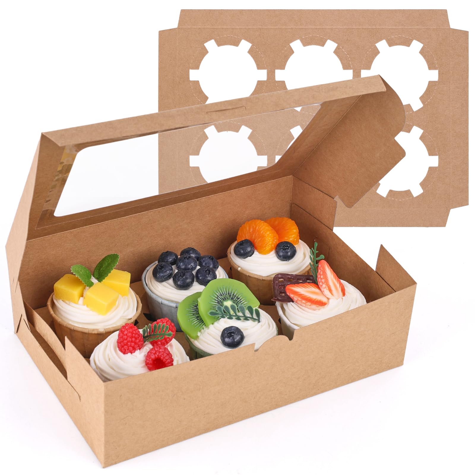 HANSGO Cupcake Boxes Kraft Cupcake Containers cupcake boxes 12 count