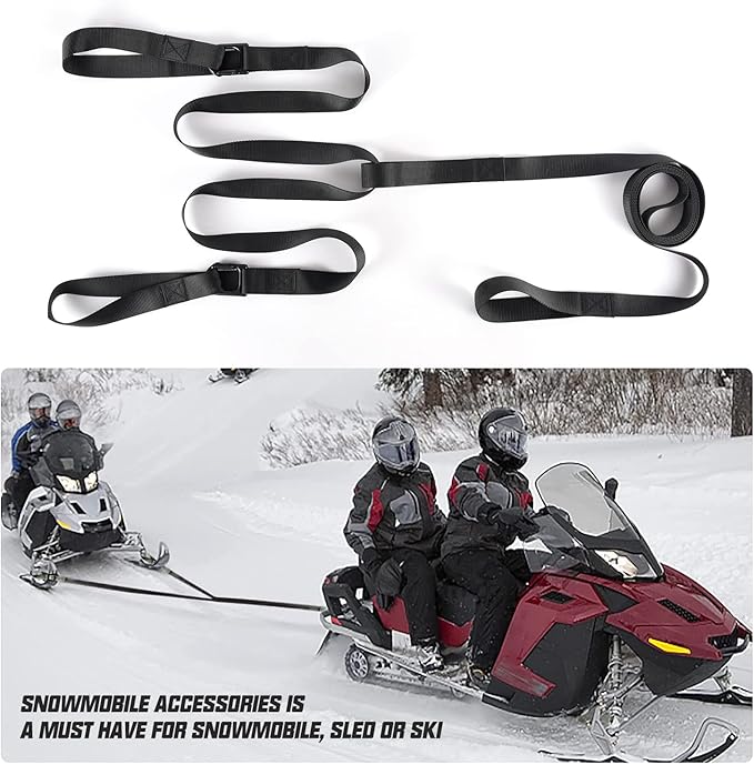 Heavy Duty Snowmobile Tow Straps, Long Reinforced Emergency Gear ATV
