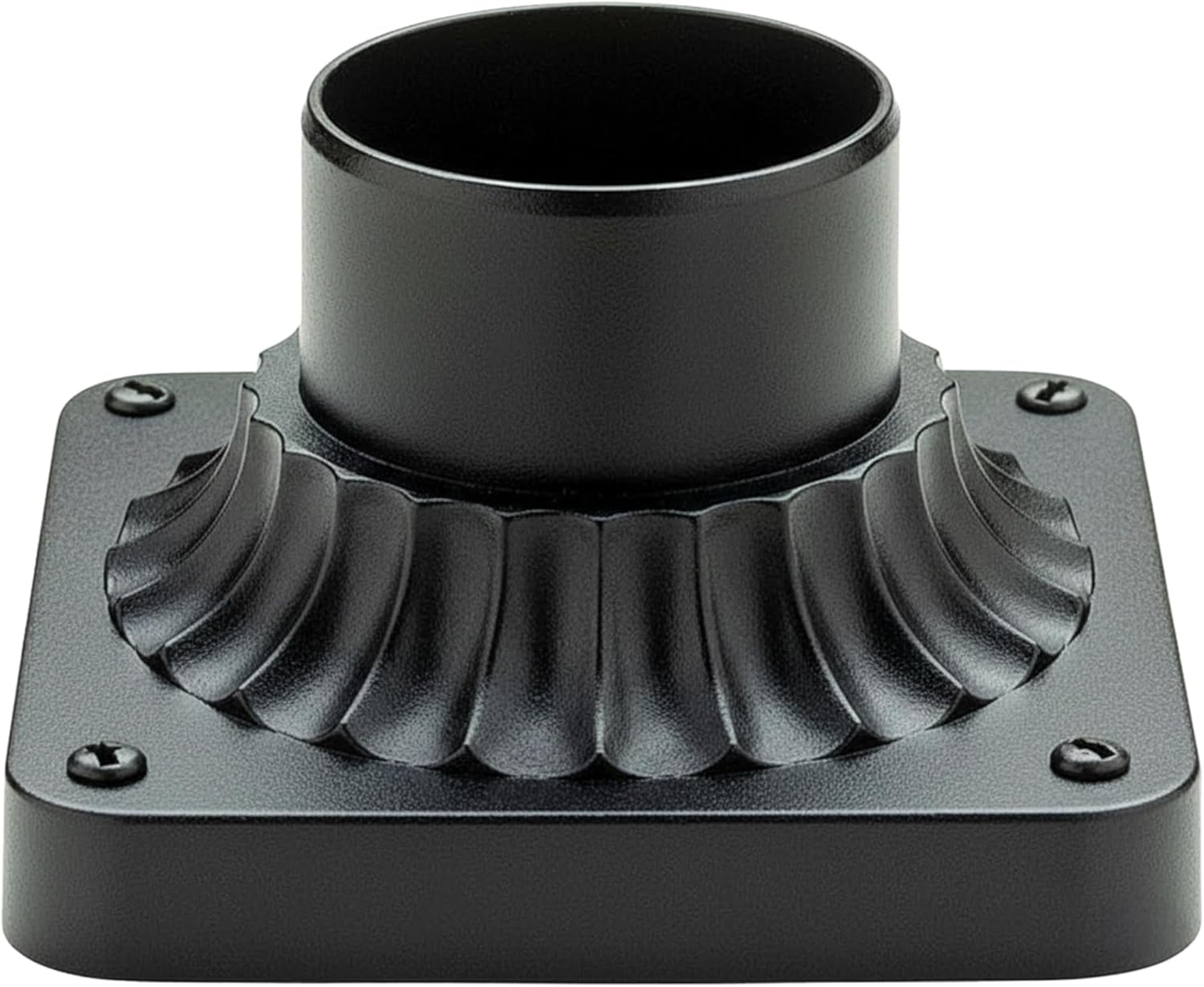 KASTLITE Pier Mount Base for Outdoor Light Fixtures – 2.77" OD Heavy-Duty Cast Aluminum Rust-Proof Mounting Hardware for Deck Porch Patio Fence Pillar & Pole Lights – 6.06" x 6.06", Layered, Black