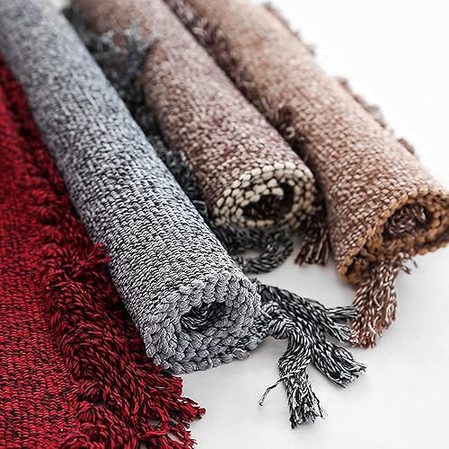 Miniatura 6 de Alfombra de baño de algodón, reversible, alfombra de trapo, tejida a mano, Chindi, para cocina, baño, dormitorio, 23 x 40 pulgadas