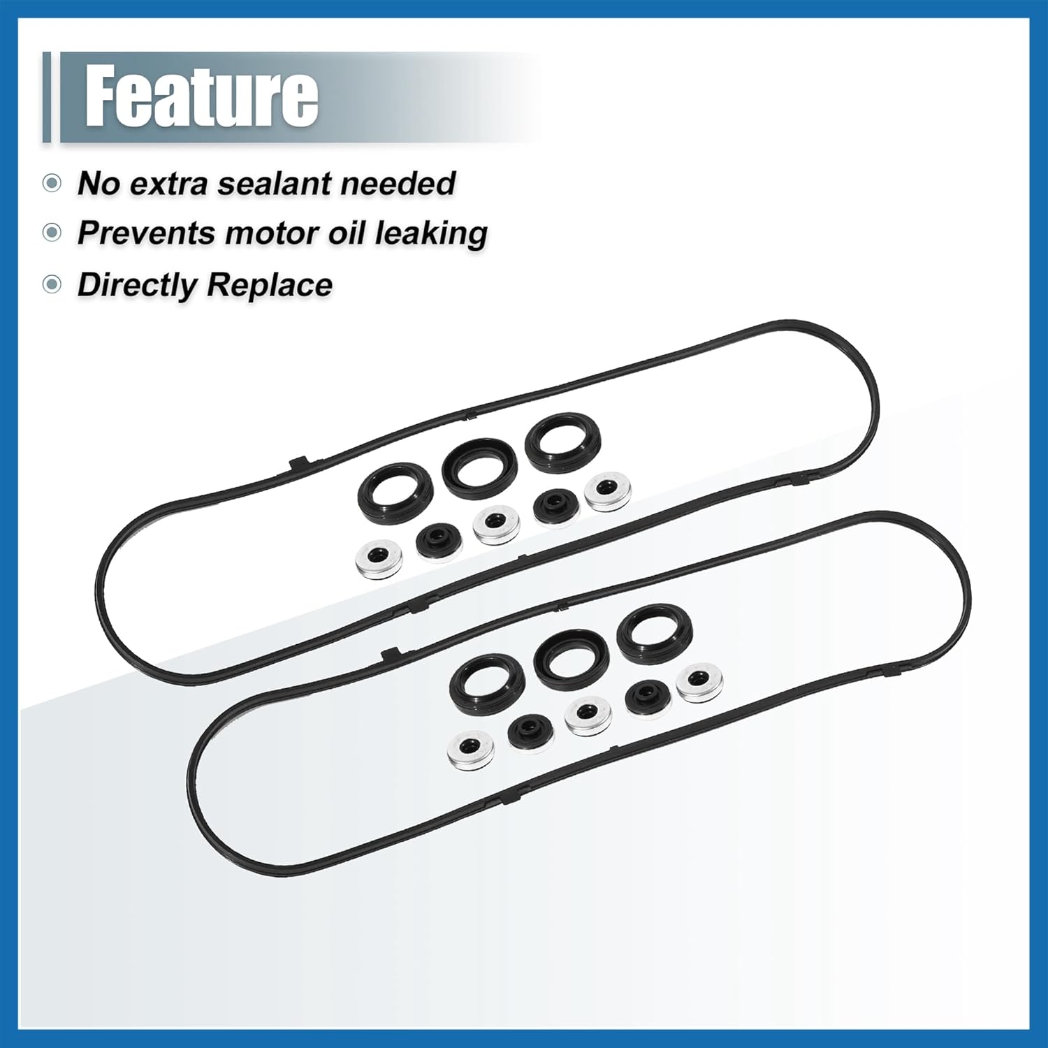 VS50607R Valve Cover Gasket for Honda Odyssey 2005-2009 for Honda Accord 2006-2007 Rubber Black 2 Set Item Replacement