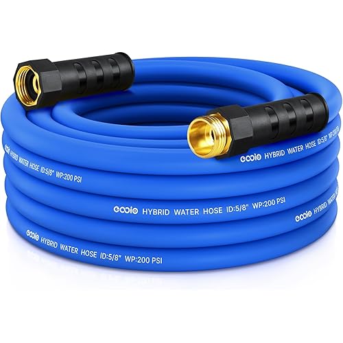 Heavy Duty Garden Hose 25ft, Non-Expanding Flexible Water Hose, Kink Resistant Lightweight Hybrid Hose, Leakproof Hose Male to Female Fittings