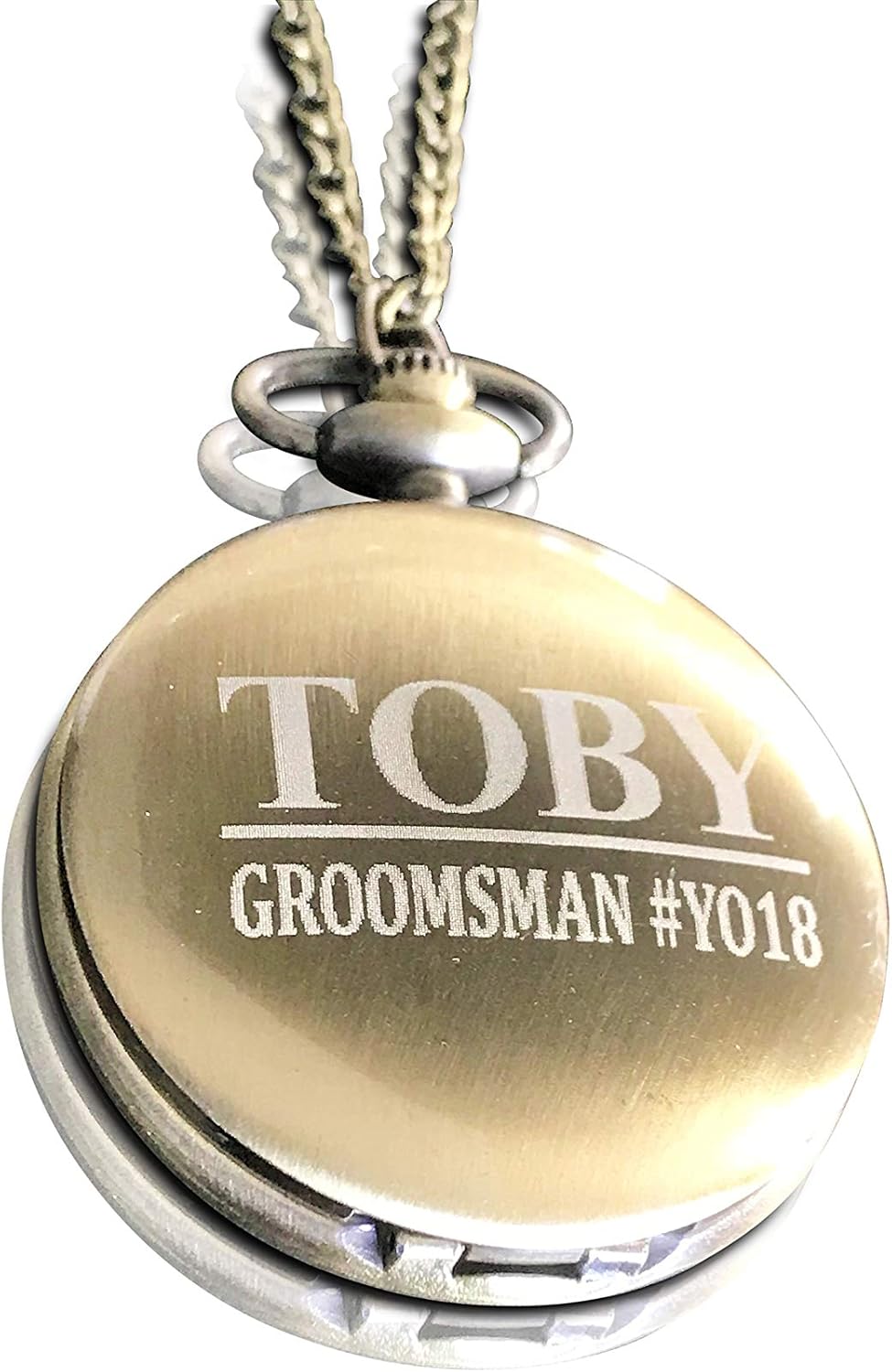 Personalized Pocket Watch - Engraved Wedding Gifts - Chain, Box and Engraving Included, Comes in 4 Colors - Custom Engraved (Gold Vintage)
