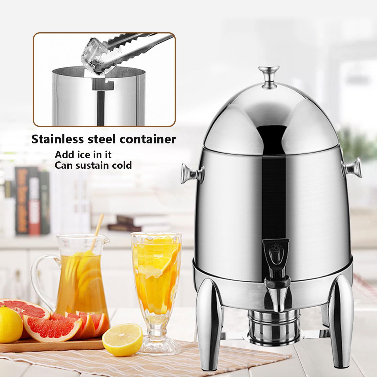 AIZYR Dispensador De Café Frío Y Caliente De Acero Inoxidable Dispensador De Bebidas Dispensador De Jugo Urna De Café con Espiga, Dispensador De Leche para Fiestas Buffet Catering
