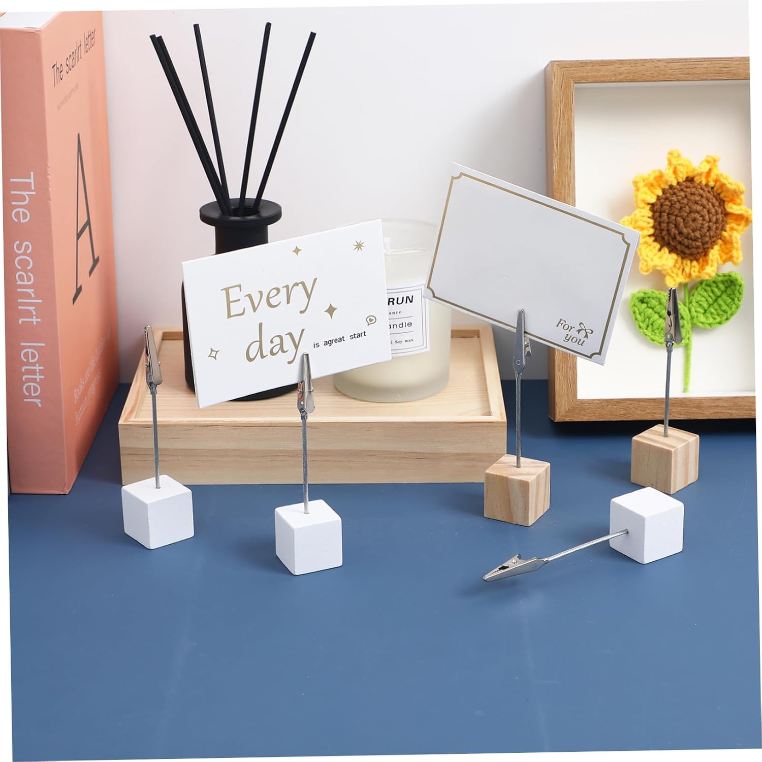 20pcs Versatile Table Card Holders Photo Holder Stands Vertical Memo Wood Material Multi for Home Office