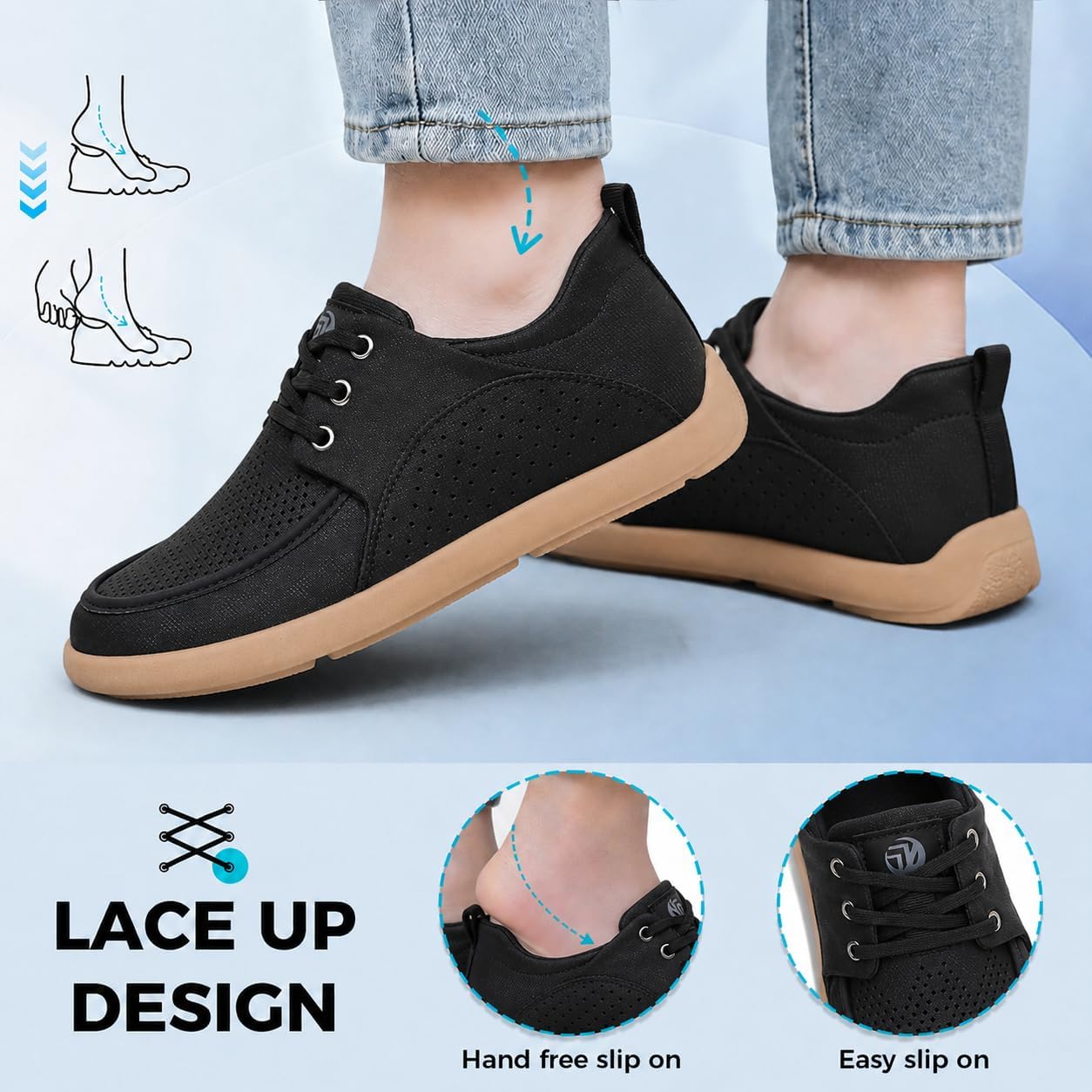 Wide Toe Box Shoes Canvas Casual Sneakers Zero Drop Slip-on Breathable Barefoot Minimalist Outdoor Walking Shoes for Men