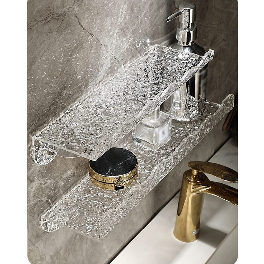 Estante Esquinero De Ducha Acrílico, Estante De Baño, Estantes Flotantes, Montaje En Pared Sin Necesidad De Taladrar, Organizador Frontal De Cosméticos Y Champú(40 Cm)