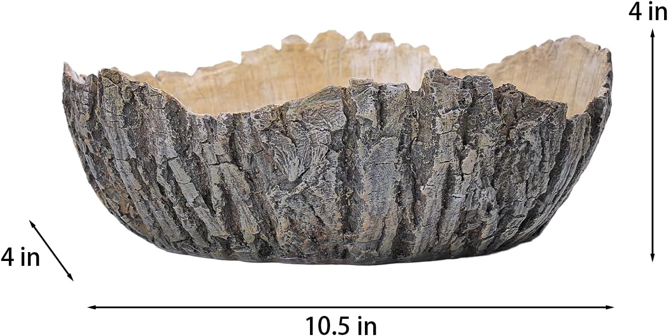 DiliComing Decorative Bowl Home Decor - 9.7 Inch Resin Tree Bark Fruit Bowl
