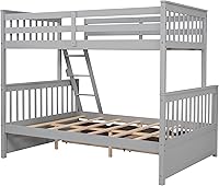 Vista 68 de Harper & Bright Designs Litera de tamaño matrimonial sobre matrimonial con 3 cajones, litera de madera maciza con almacenamiento y riel