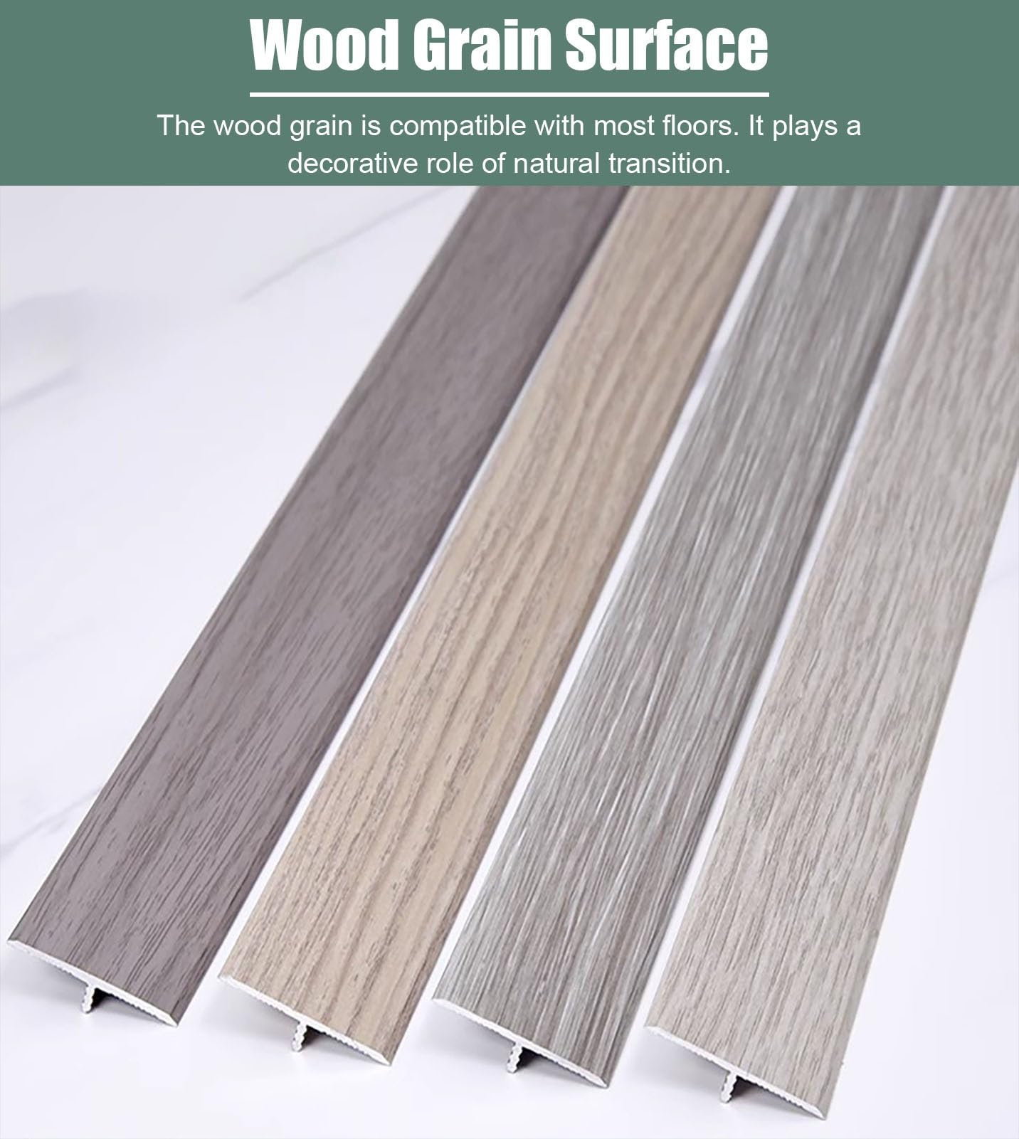 Vibeo Barre de Seuil Moulure de Transition pour Plancher Imitation Bois, Lot de 3 Bordures de Transition Métalliques, Seuil Intérieur Jointure des Joints de Plancher(Style E)