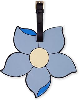 Kate Spade New York Blue Round Vegan Leather Luggage Tag, Durable Suitcase ID Tag, Flower Bed