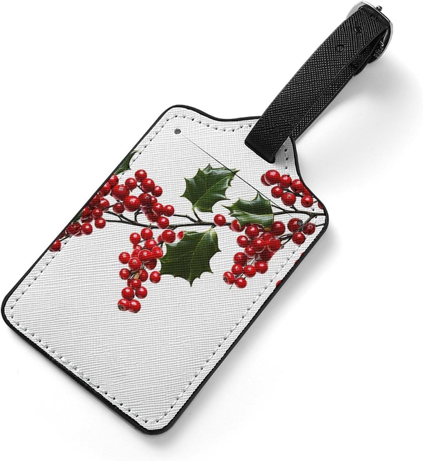 Holly Berry Branches PU Leather Luggage Tags, Name Tags for Travel