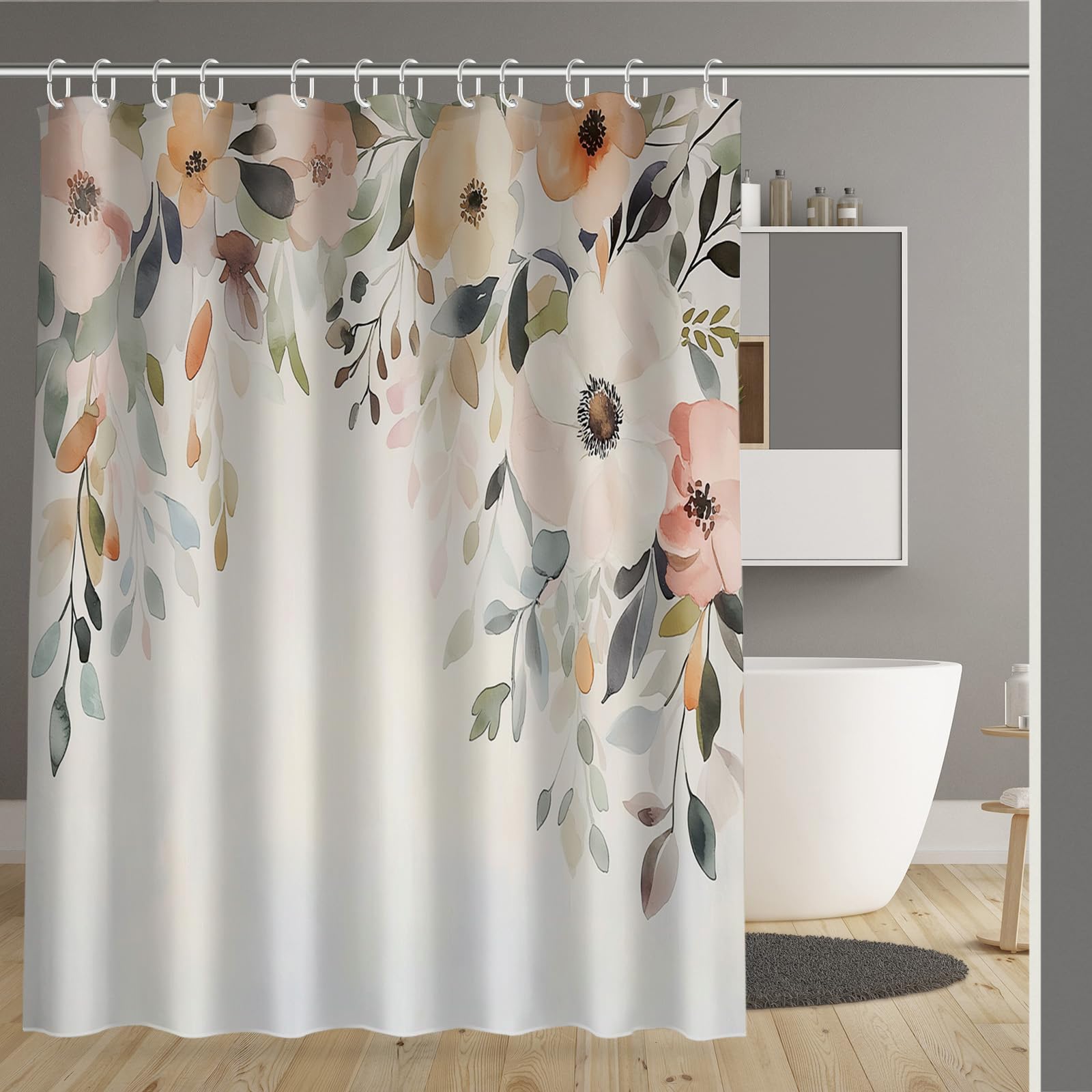 Rideau salle de bain lavable en tissu polyester pour baignoire