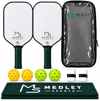 Pickleball Kit 2 Paddles, 4 Balls, 2 Grips, 2 Towels & Bag