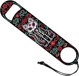 GLOBLELAND Cat Skeleton Stainless Steel Bar Bottle Opener 7x1.5" Flat Bottle Opener Bar Key Gift for Home Kitchen Bar Restaurant Club