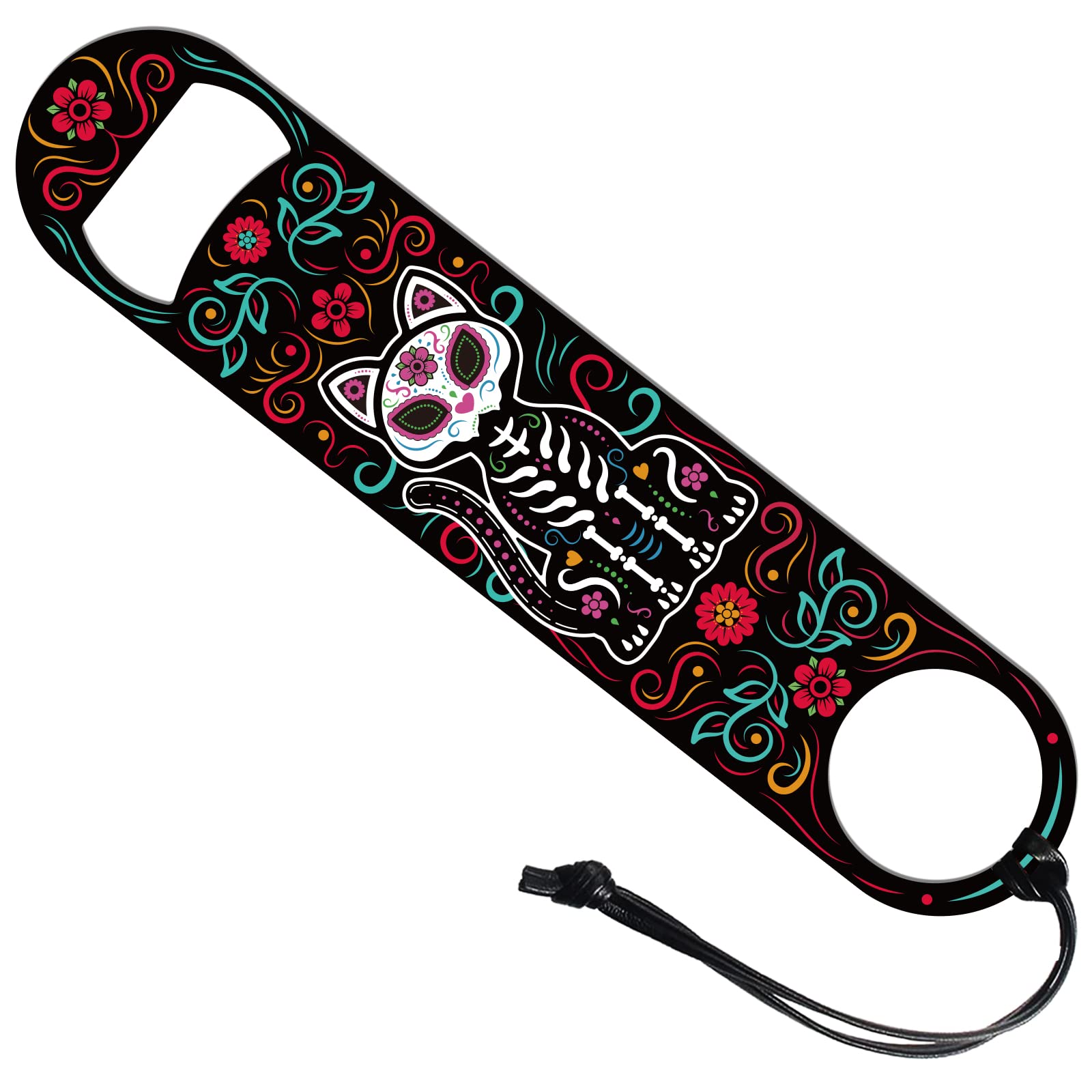 GLOBLELAND Cat Skeleton Stainless Steel Bar Bottle Opener 7x1.5" Flat Bottle Opener Bar Key Gift for Home Kitchen Bar Restaurant Club