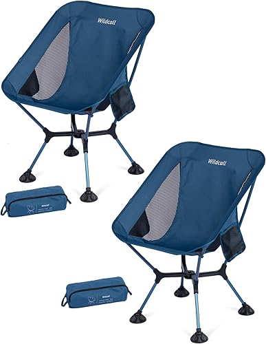 Miniatura 11 de WildCall Silla de camping compacta ultraligera con marco de configuración rápida Silla de playa con pies grandes antihundimiento 1 azul,1 X Negro,2