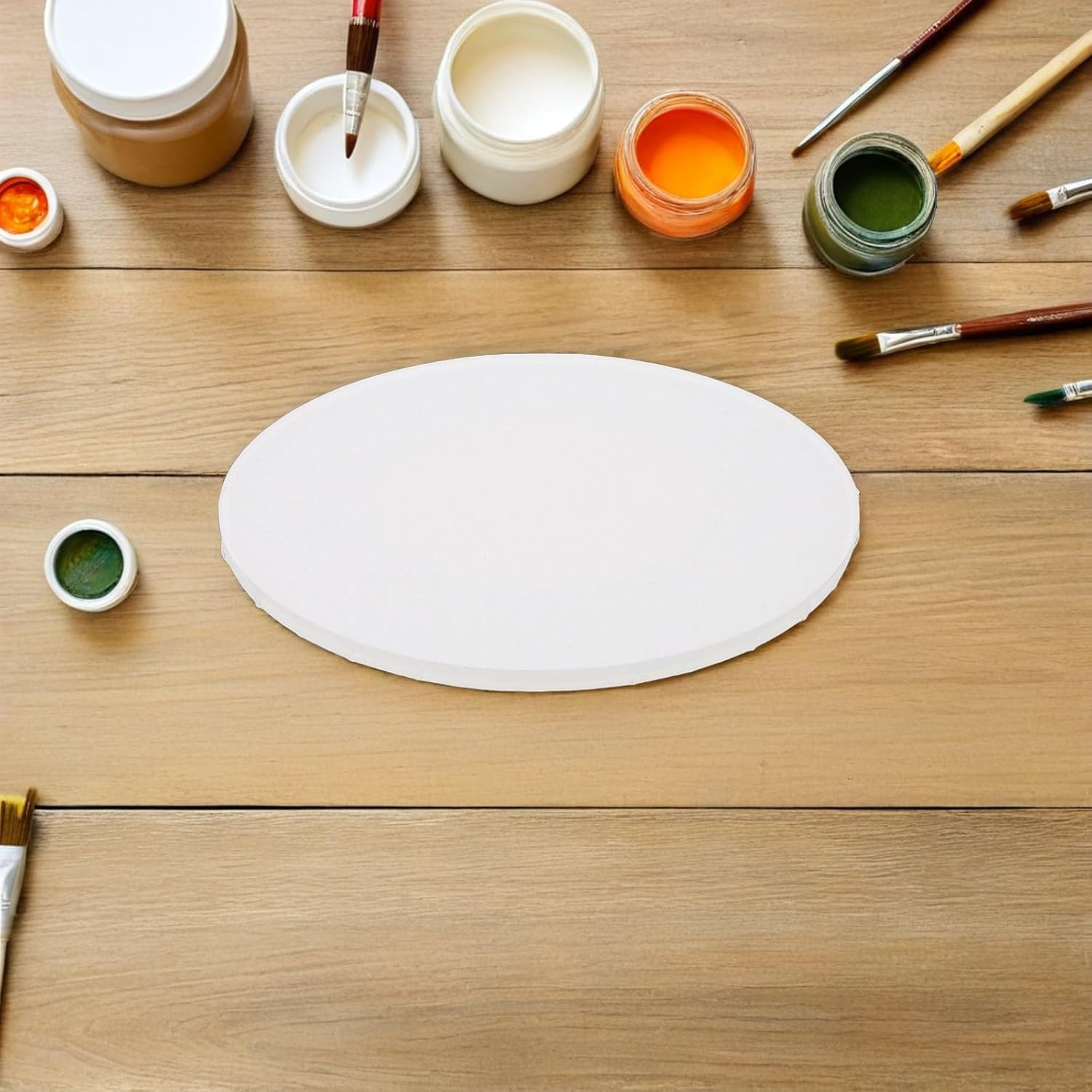 GLEAVI 5pcs Oval Canvas Boards for Painting with Wood Frames Beginner-Friendly Oil Acrylic Drawing Cloth Stylish Oval Painting Canvas Panels for Art Classes and Artists
