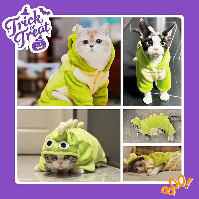 Disfraz de Dinosaurio Verde para Perros Pequeños y Gatos Talla M miniatura 2