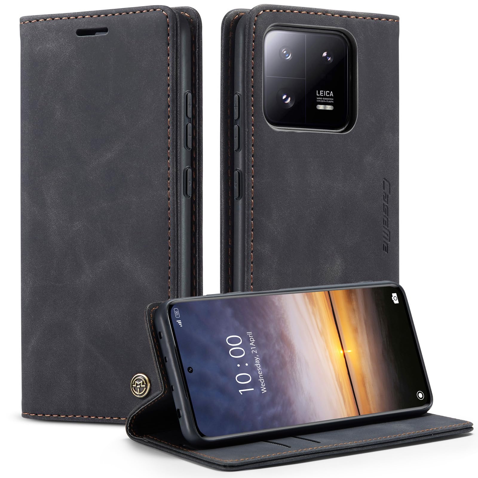 Monweicz Handyhülle Premium Lederhülle Klappbar Flip Case Tasche Magnet Kartenfach Standfunktion Klapphülle Schutzhülle