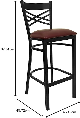 Miniatura 10 de Flash Furniture HERCULES Series Black ''X'' Back Metal Restaurant Barstool - Asiento de vinilo negro