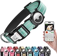 Vista 9 de Collar de perro Airtag con código QR, collar reflectante para perro con soporte Airtag, acolchado suave y hebilla de bloqueo de seguridad ajustable