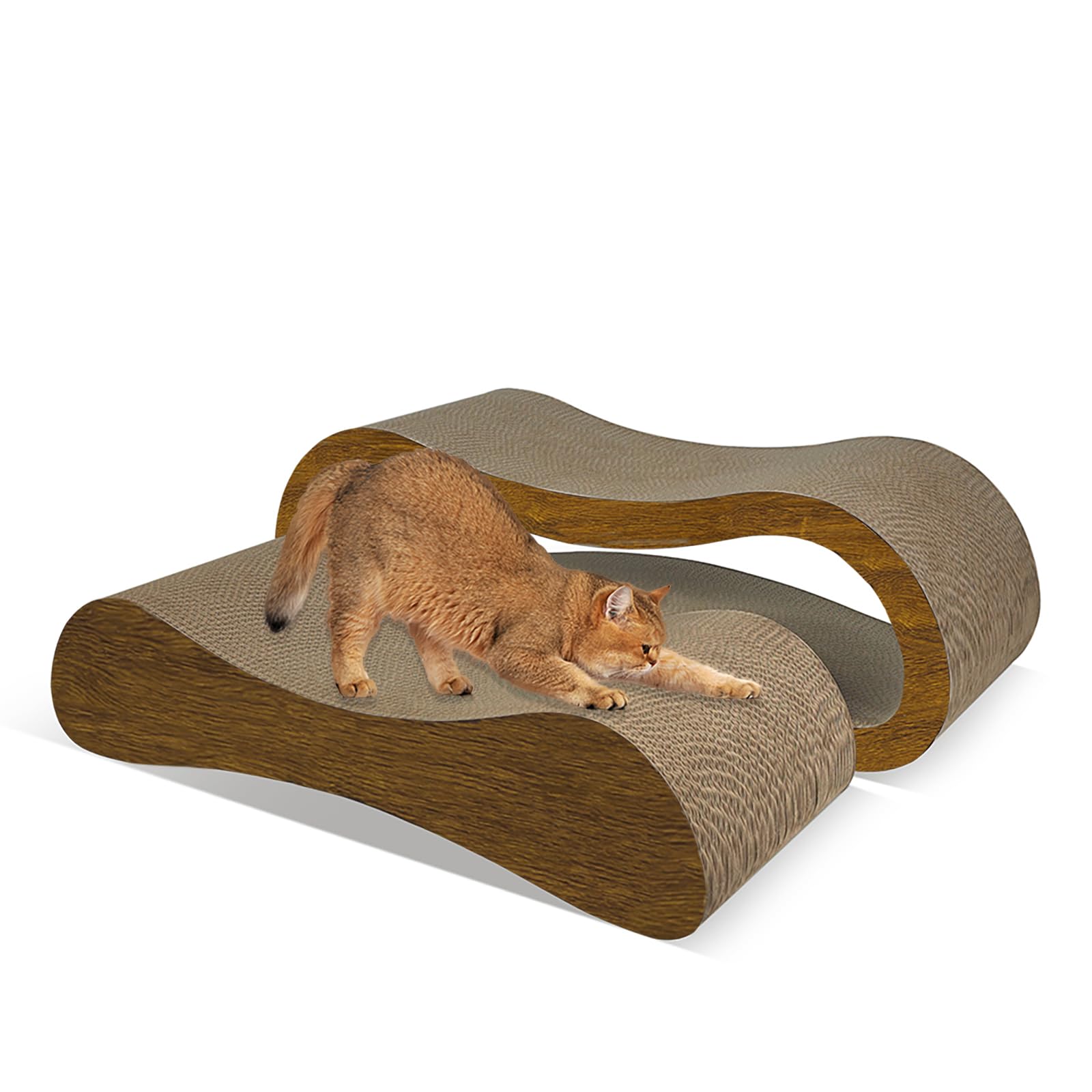 2 in 1 cat scratcher lounge, premium cat scratching board, cat scratcher set, scratch-resistant cat scratching post large (27.5l x 9h in.) and small (24.5l x 6h in.), corrugated cardboard