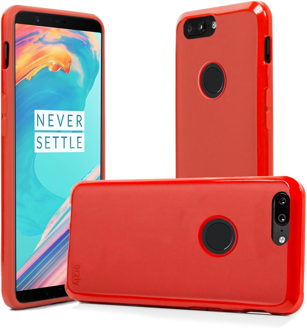 Orzly OnePlus 5T Case, FlexiCase for One Plus 5T - MATT RED (Slim-Fit) Protective (Anti-Scratch) Flexible Skin Case Cover with Fingerprint Sensor Access for New 2017 Oneplus 5t Smartphone