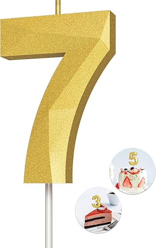 Miniatura 146 de Velas de cumpleaños con número (4 velas rojas) 3D con forma de diamante número Happy Birthday Cake Velas para fiesta de cumpleaños, boda, decoración