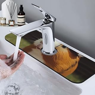 Faucet Mat For Kitchen Sink Super Absorben Diatomite Fast Drying Stone Faucet Suction Pad 15 X 5.5 Inch Non-Slip Washable Sink Mat Gadgets For Bathroom Kitchen Counter Smiling