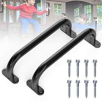 SHZONS Climbing Frame Handles Weatherproof Play House Grip Set Of 2 Non Slip Handle Bars Reinforced Playground Accessories Backyard School Gym Sturdy