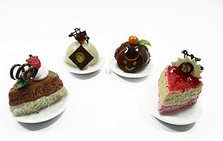 Dollhouse Miniatures Food 1:12 Mini Luxury Cake On Ceramic 4 Plates Supply 13930